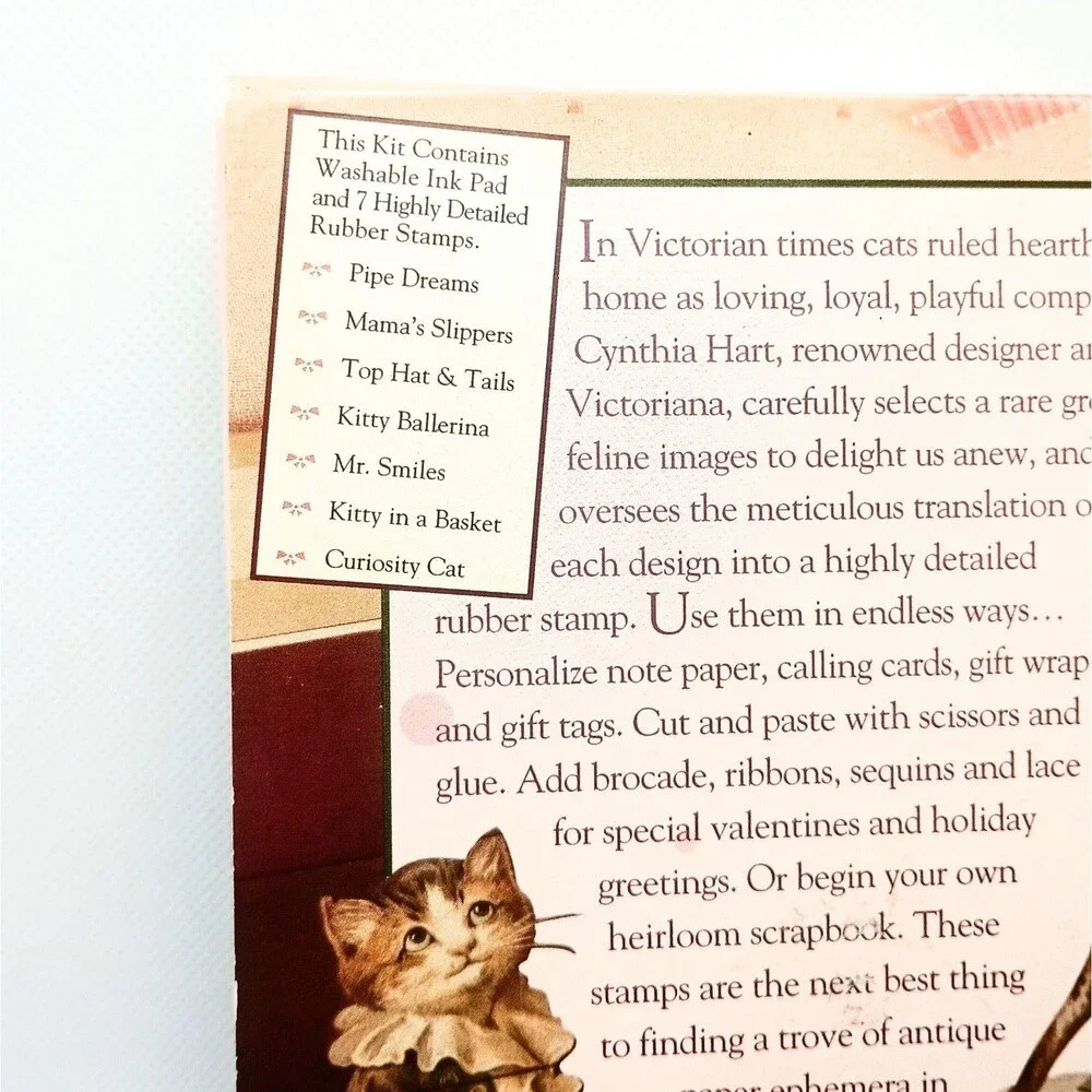 Vintage 1992 Victorian Cats Rubber Stamp Collection Rubber Stampede Cynthia Hart